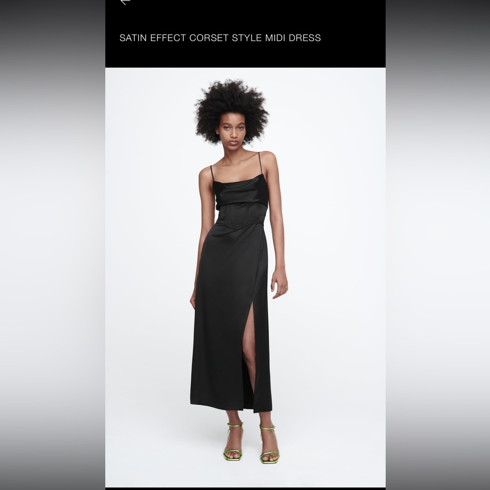 Zara Corset Black Midi Dress